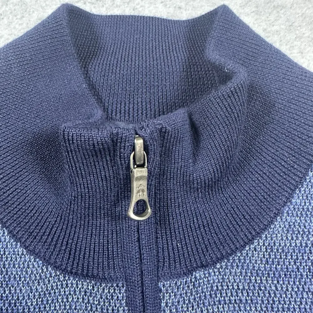 Brooks Brothers Washable Merino Birdseye Quarter Zip Sweater Navy 2XL